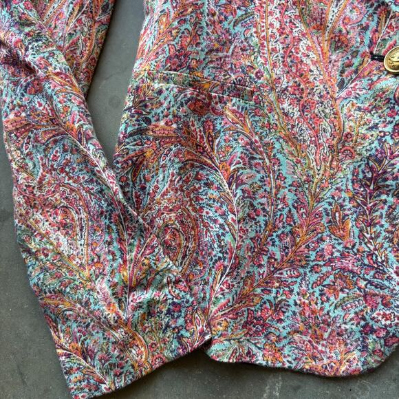 Zara Basic Blazer Women's Medium Paisley Print Knit Stretch One Button Jacket - Picture 5 of 12